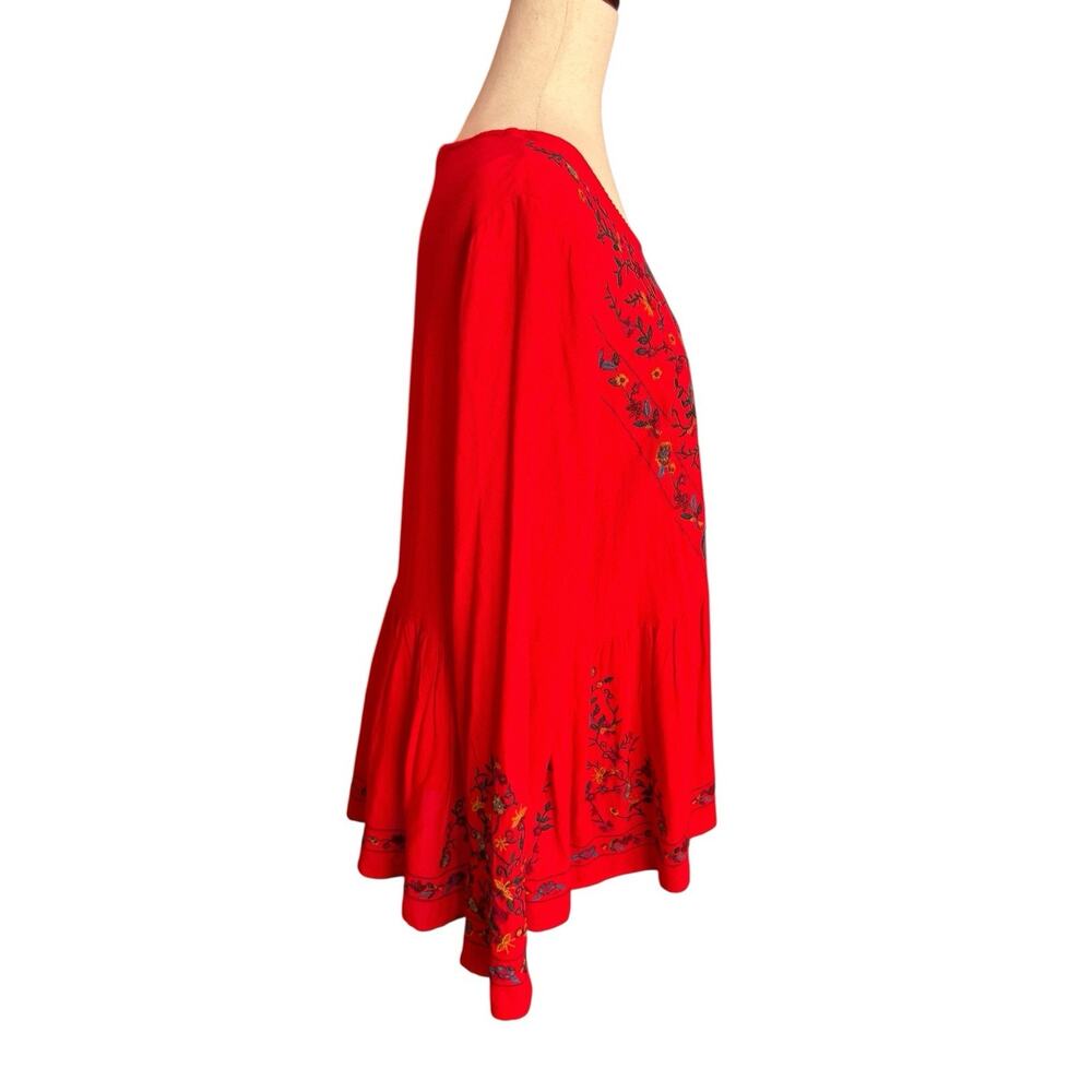 Umgee Long Sleeve Floral Embroidered Top Red Womens Size Large - Picture 2 of 7